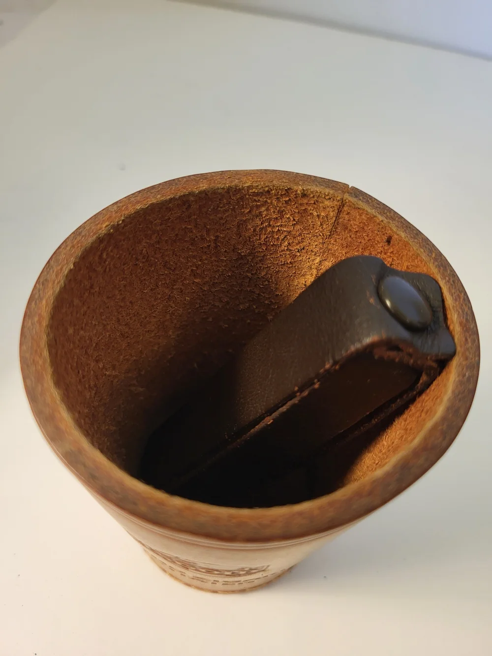 1960s German Handelsgold Leather Dice Cup and Set/5 Dice